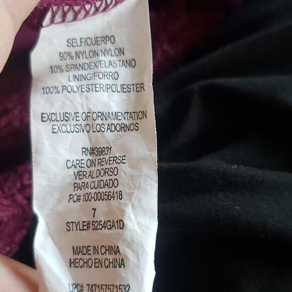 Junior Burgundy Sequin Heart Lace Mini Dress 7 | Party Sparkle Statement - Picture 6 of 7